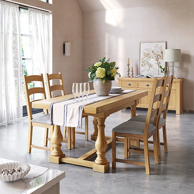 Portland Oak 140-185cm Extending Trestle Dining Table