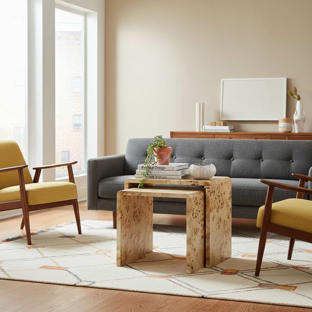 Calder Light Burl Nest Of Tables