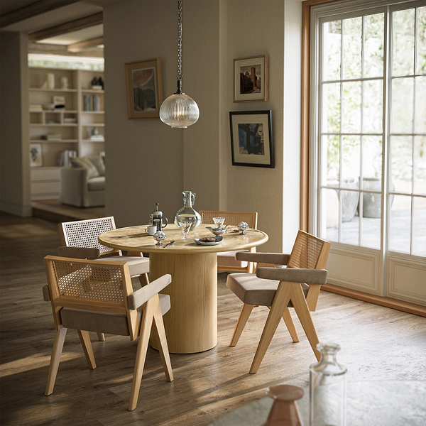 Calder Light Burl 100cm Round Dining Table