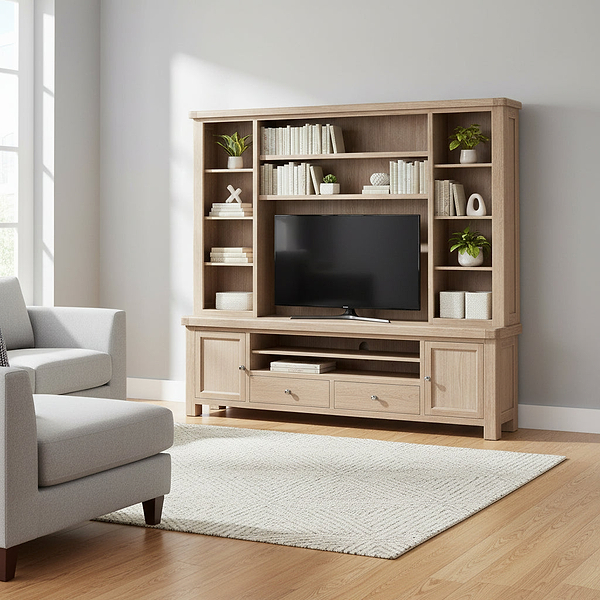 Portland Washed Oak TV & Media Storage Unit