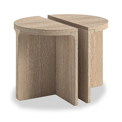 Mylor Washed Oak Half Moon Nest of Tables