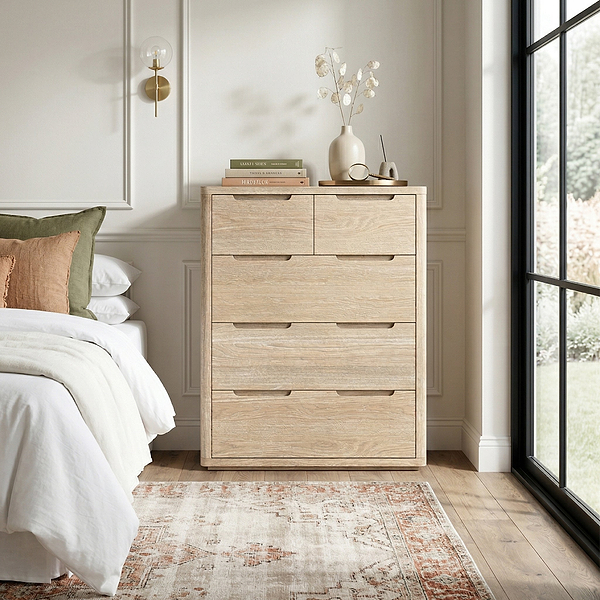 Mylor Washed Oak 2 over 3 Drawer Chest