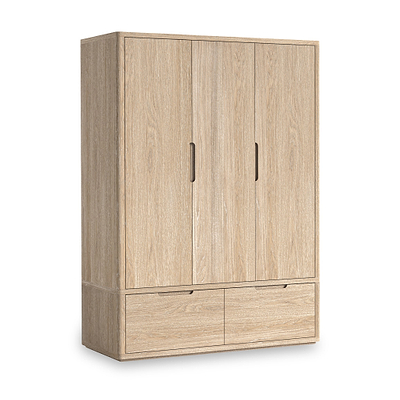 Mylor Washed Oak Triple Wardrobe with 2 Drawers