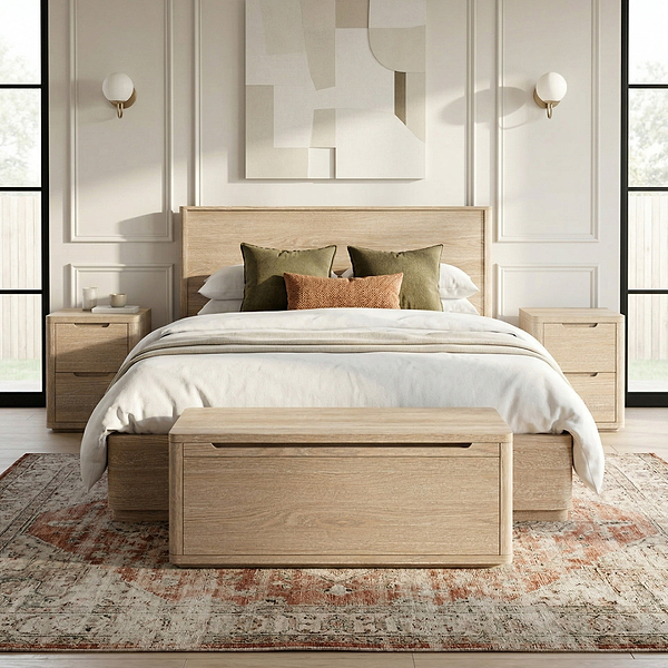 Mylor Washed Oak Blanket Box