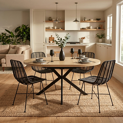 Barker 120cm-160cm Light Oak Effect Extending Dining Table