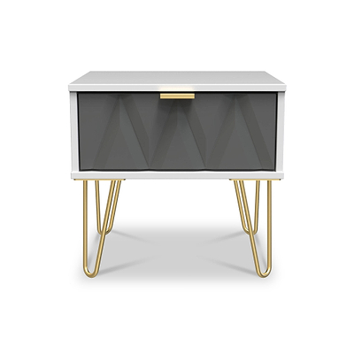 Geo 1 Drawer Bedside Table with Gold Hairpin Legs