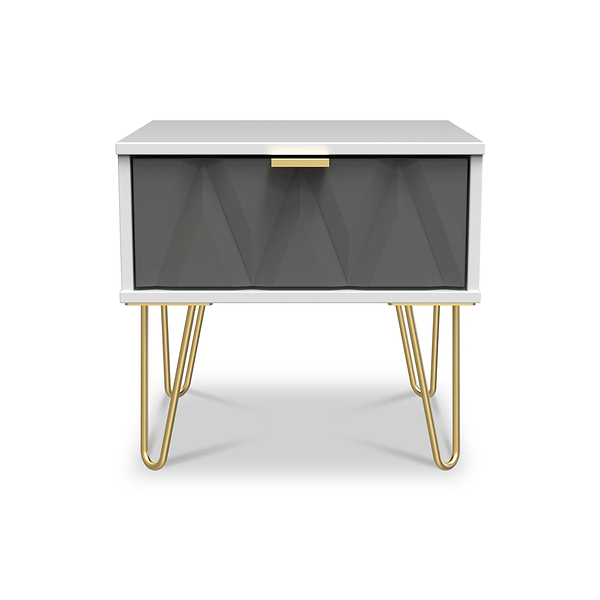 Geo 1 Drawer Bedside Table with Gold Hairpin Legs