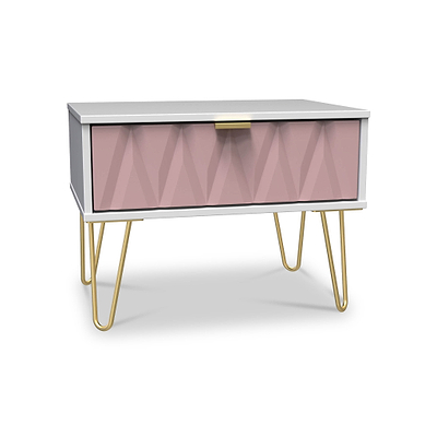 Geo 1 Drawer Side Table with Gold Hairpin Legs