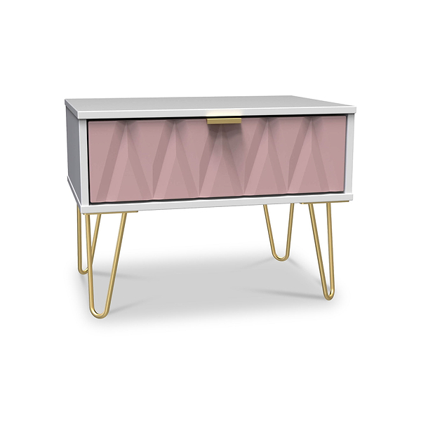 Geo 1 Drawer Side Table with Gold Hairpin Legs