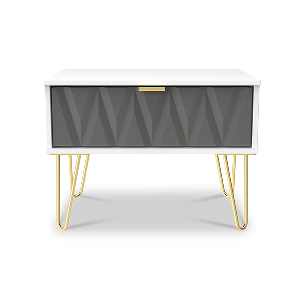 Geo 1 Drawer Side Table with Gold Hairpin Legs