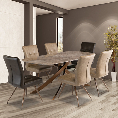 Troy Brown 180cm Sintered Stone Dining Table