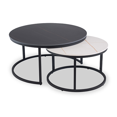 Tora Sintered Stone Round Coffee Table Set