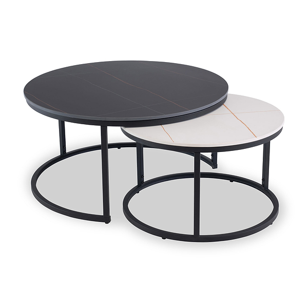 Tora Sintered Stone Round Coffee Table Set