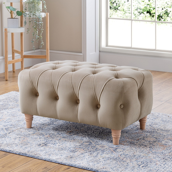 Clarence Velvet Buttoned Footstool