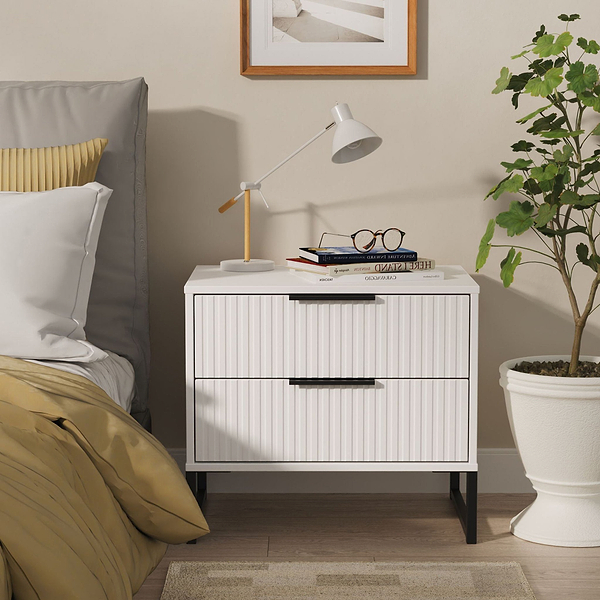 Callo Fluted 2 Drawer Side Table