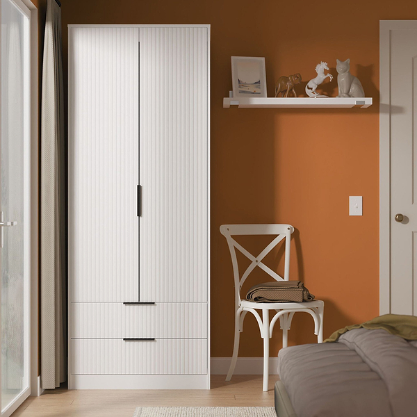 Callo Fluted Double Wardrobe with 2 Drawers