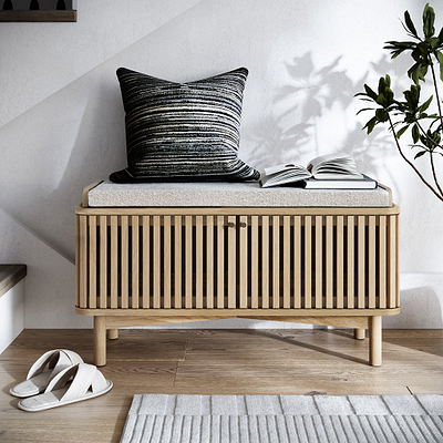 Finch Oak Slatted Storage Bench
