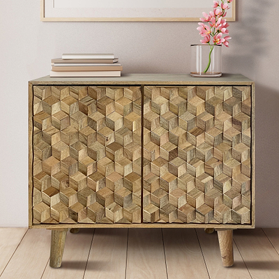 Enzo Geometric Mango Wood 2 Door Sideboard