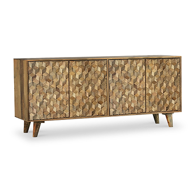 Enzo Geometric Mango Wood 4 Door Sideboard