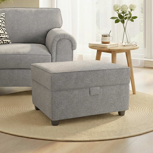Jessie Boucle Small Storage Footstool