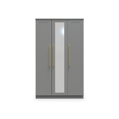 Bramham Grey 3 Door Mirror Wardrobe