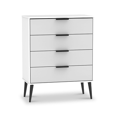 Asher White 4 Drawer Chest with Black Legs