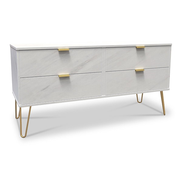 Moreno Marble 4 Drawer Low Storage Unit