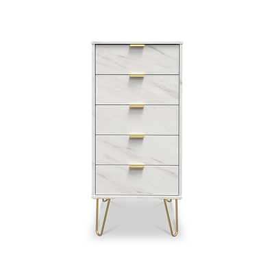Moreno Marble Effect 5 Drawer Tallboy