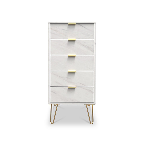 Moreno Marble Effect 5 Drawer Tallboy