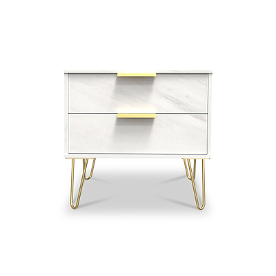 Moreno Marble Effect 2 Drawer Side Table