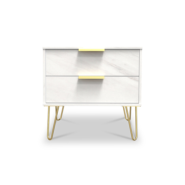 Moreno Marble Effect 2 Drawer Side Table