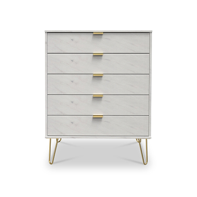 Moreno Marble Effect 5 Drawer Chest