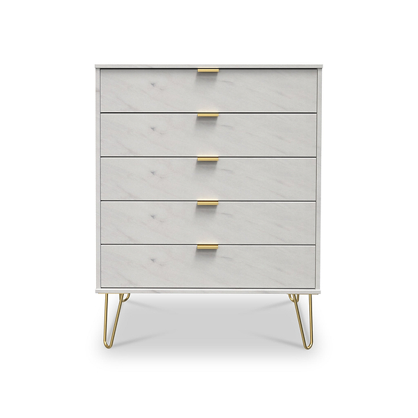 Moreno Marble Effect 5 Drawer Chest