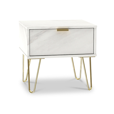 Moreno Marble Effect 1 Drawer Bedside