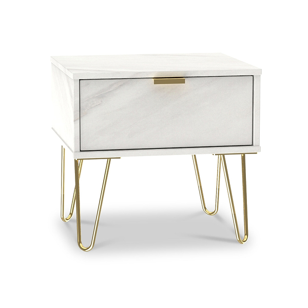 Moreno Marble Effect 1 Drawer Bedside