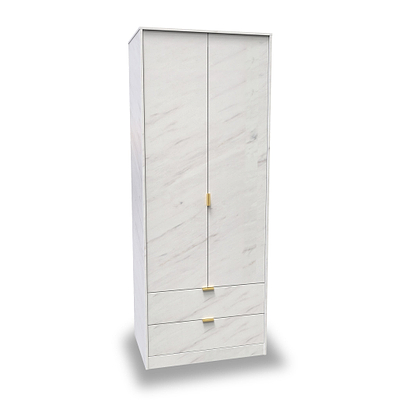 Moreno Marble Effect 2 Door 2 Drawer Double Wardrobe