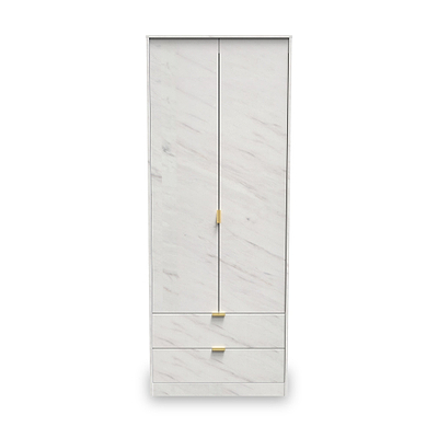 Moreno Marble Effect 2 Door 2 Drawer Double Wardrobe
