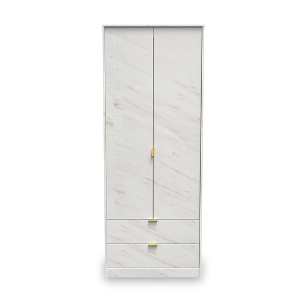 Moreno Marble Effect 2 Door 2 Drawer Double Wardrobe