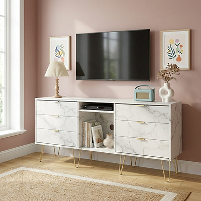Moreno Marble 6 Drawer Sideboard