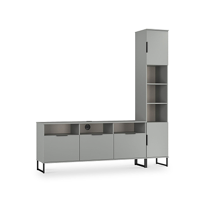 Ashbourne L-Shaped Media Wall TV Unit