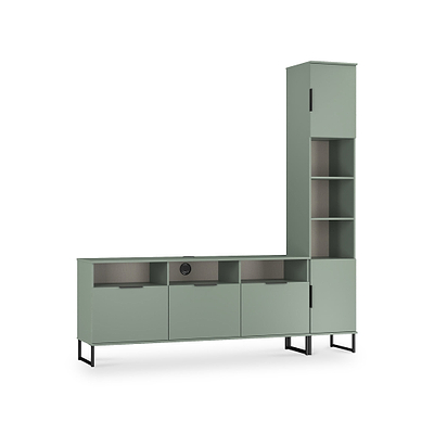 Ashbourne L-Shaped Media Wall TV Unit