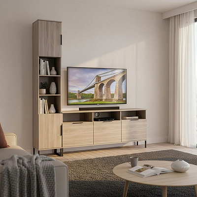 Ashbourne L-Shaped Media Wall TV Unit