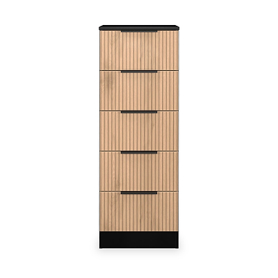 Jago Slatted Effect 5 Drawer Slim Tallboy