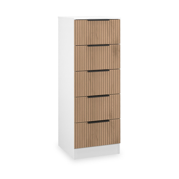 Jago Slatted Effect 5 Drawer Slim Tallboy