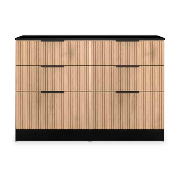 Jago Slatted Effect 6 Drawer Midi Chest