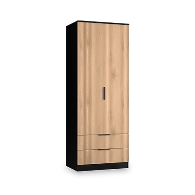 Jago Slatted Effect Tall 2 Door 2 Drawer Wardrobe