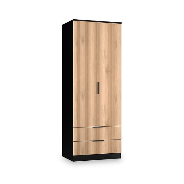 Jago Slatted Effect Tall 2 Door 2 Drawer Wardrobe