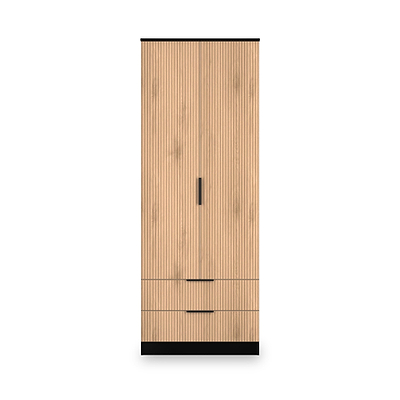 Jago Slatted Effect Tall 2 Door 2 Drawer Wardrobe