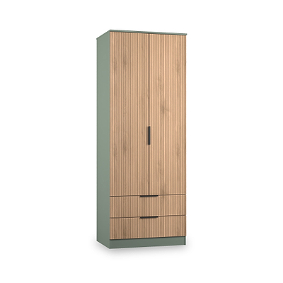 Jago Slatted Effect Tall 2 Door 2 Drawer Wardrobe