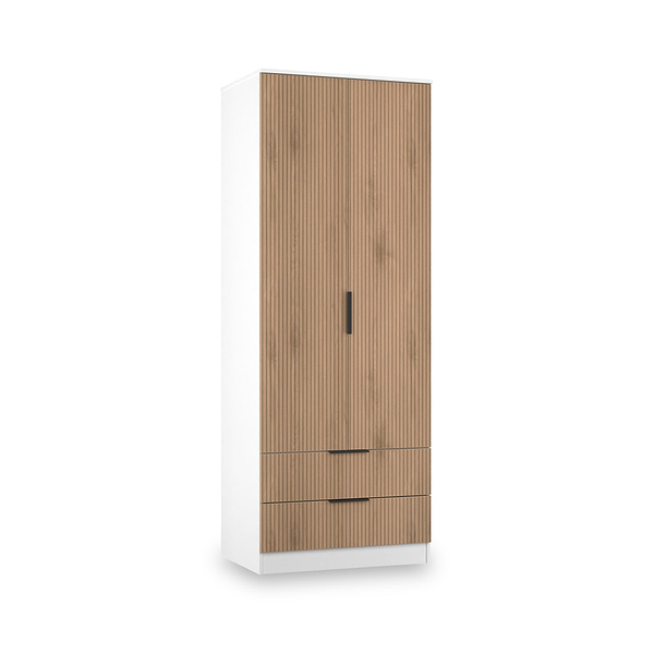 Jago Slatted Effect Tall 2 Door 2 Drawer Wardrobe